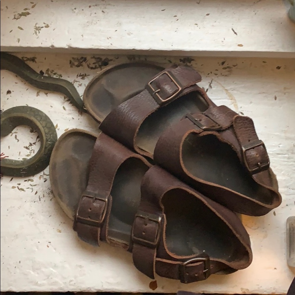 Papillon pebbled leather backstrap sandals